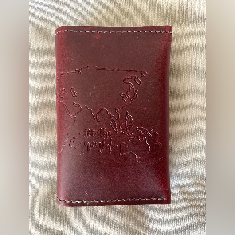 new with tags Rustico brand red leather wallet/passport protector